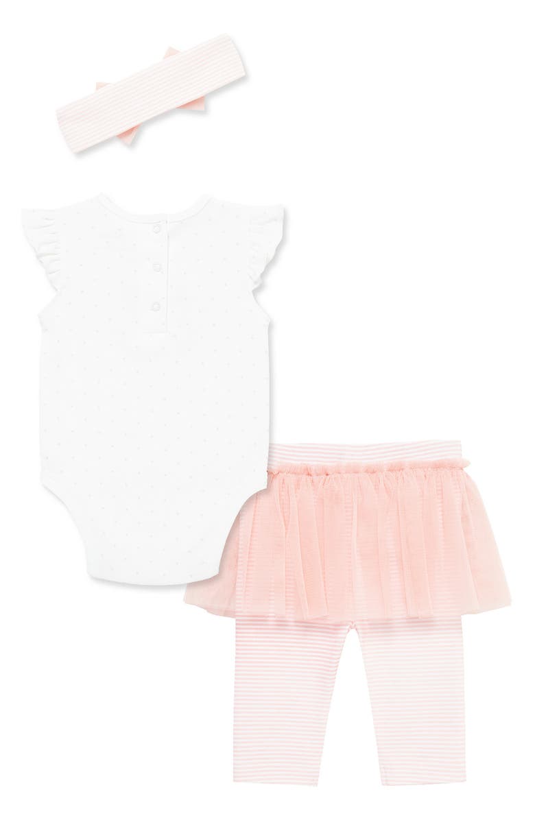 Little Me Strawberry Bodysuit, Skirted Leggings & Headband Set, Alternate, color, 