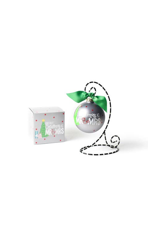 First Christmas as Mr. and Mrs. Glass Ornament and Stand