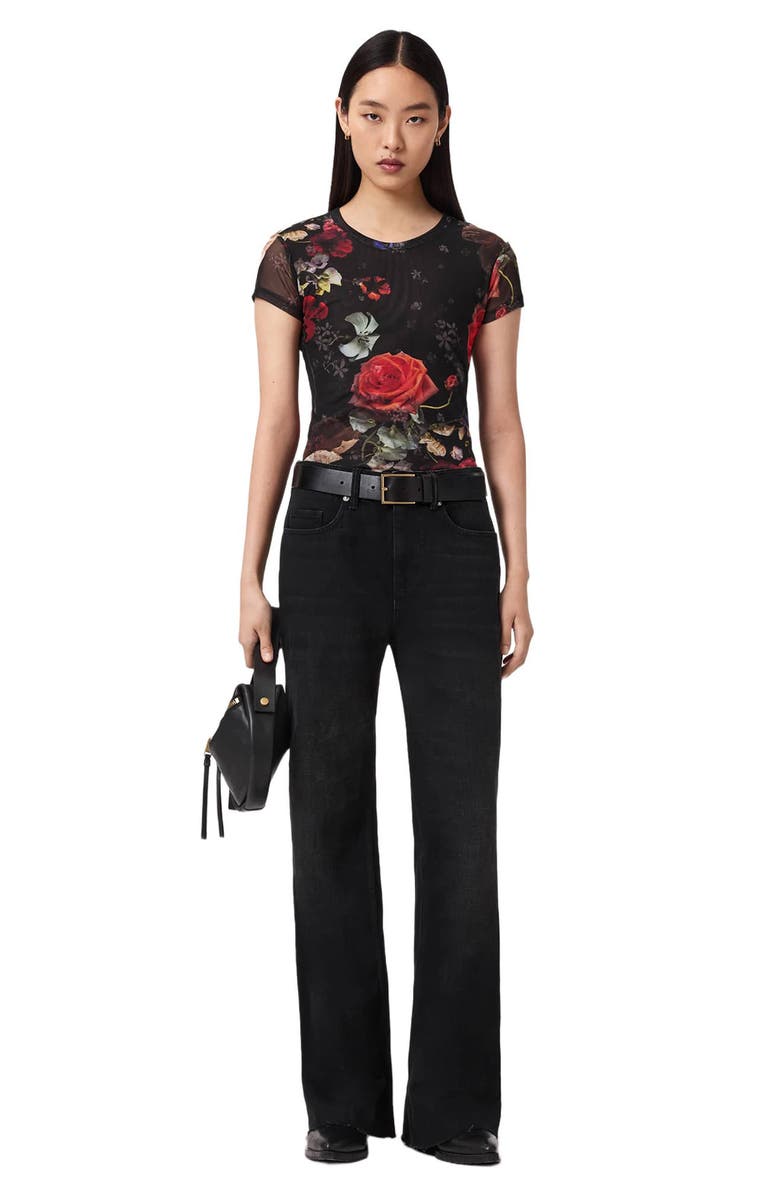 AllSaints Ellie Mesh T-Shirt, Alternate, color, Haze Black