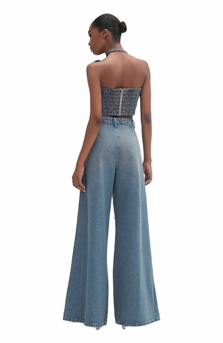 PatBO Nostalgic Sky Denim Flower Top, Alternate, color, 