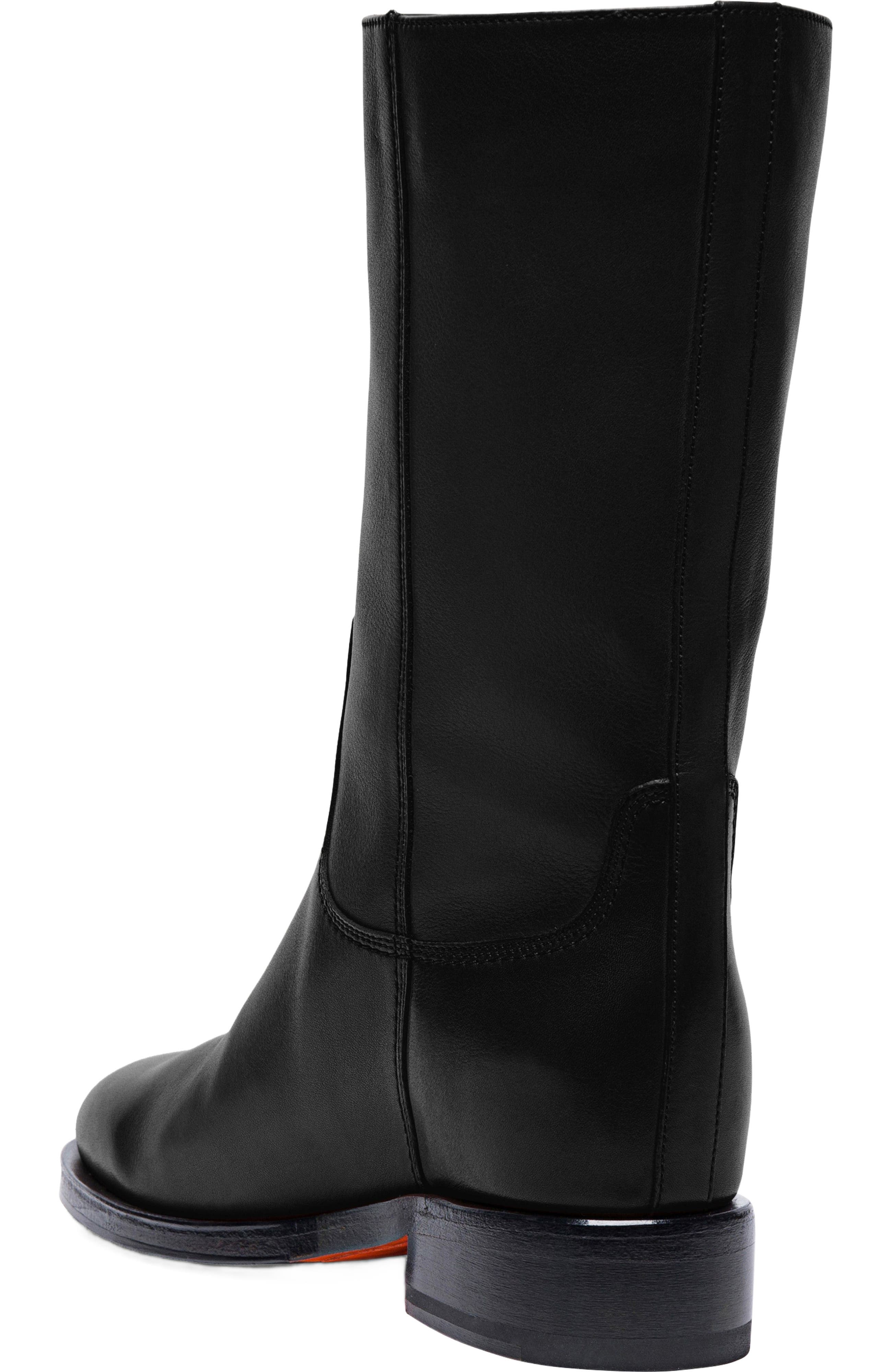 Santoni Women's Fleeces Black Leather Boot, Alternate, color, Black