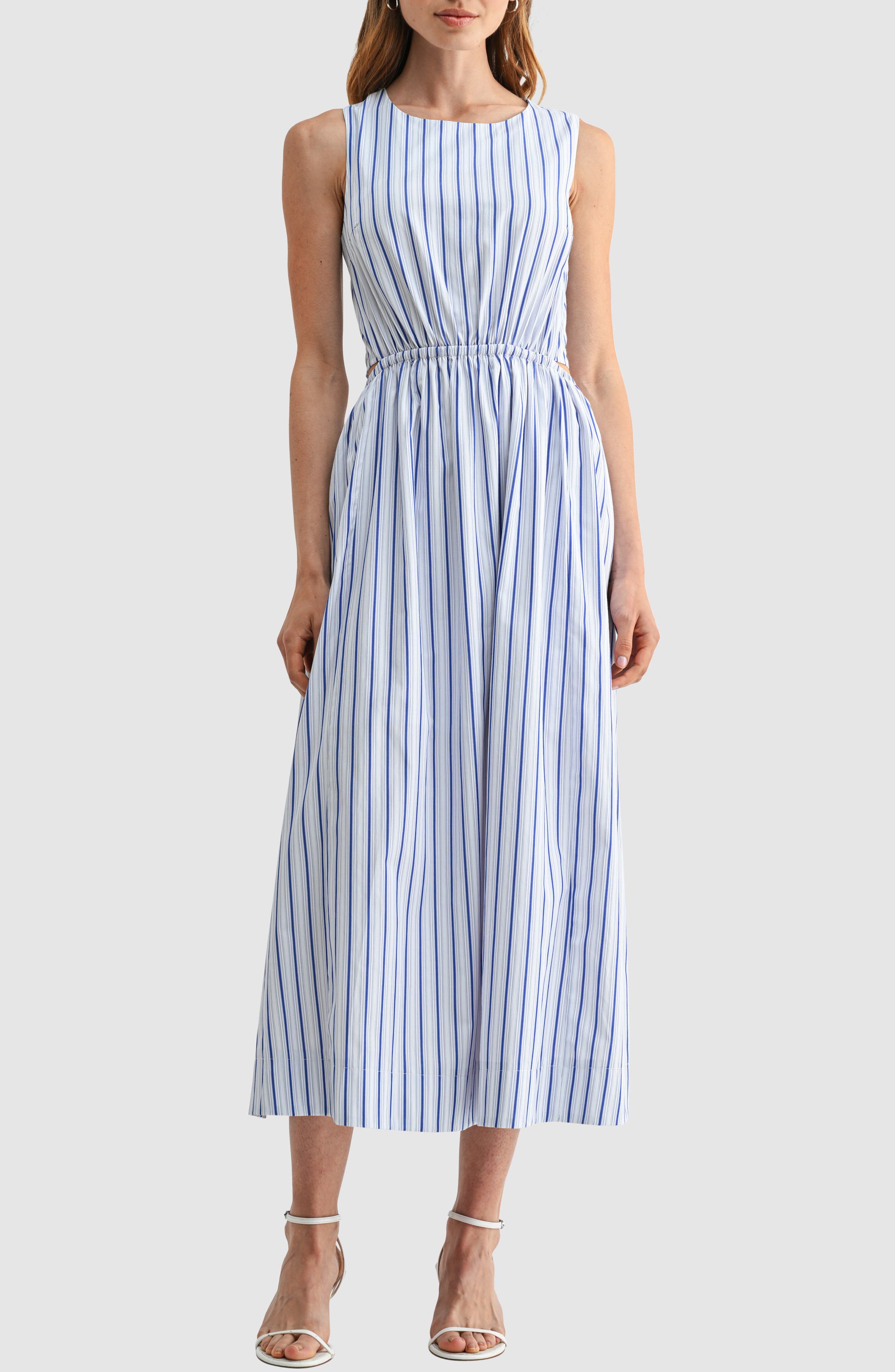 Striped Sleeveless Midi Dress
