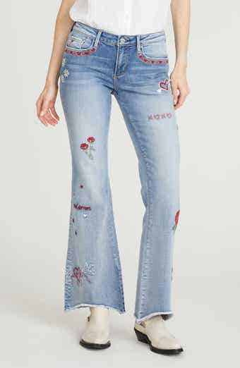Driftwood Eva Love Letters Embroidered Flare Jeans