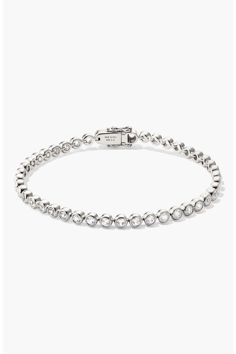 Bezel Sapphire Tennis Bracelet, Main, color, Sterling Silver