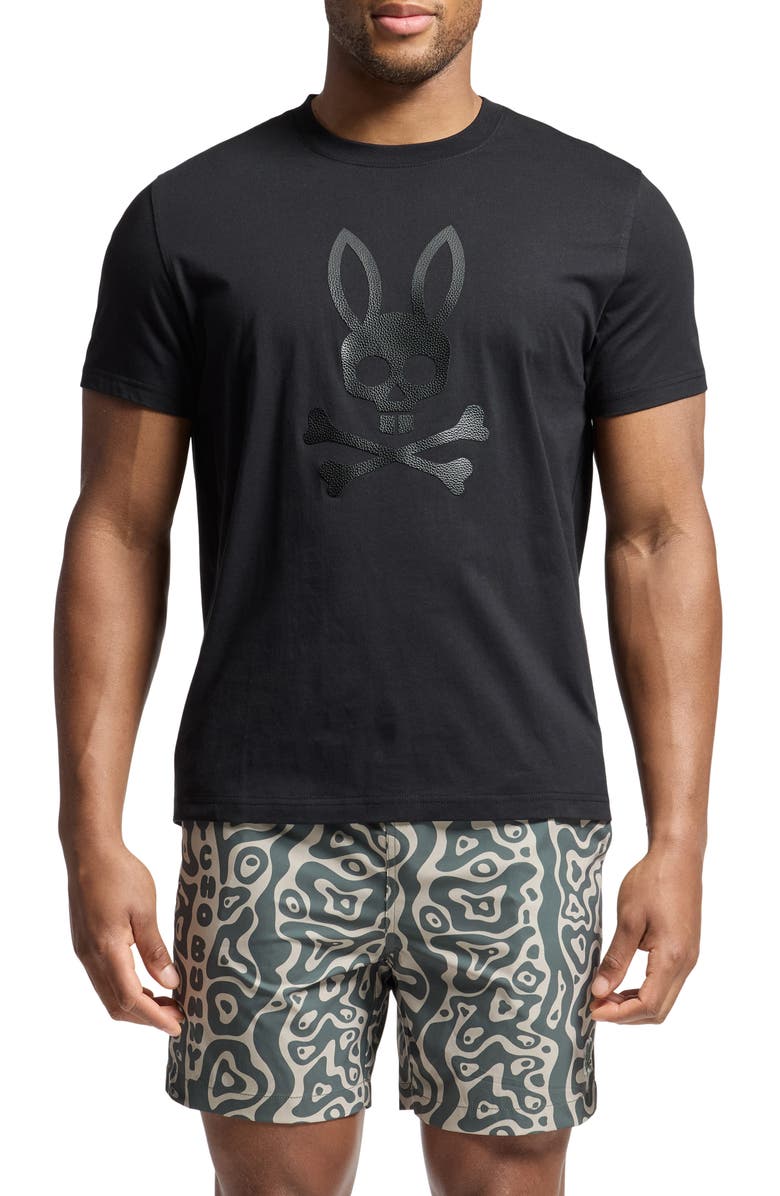 Psycho Bunny Payson Leather Texture Graphic T-Shirt, Main, color, 
