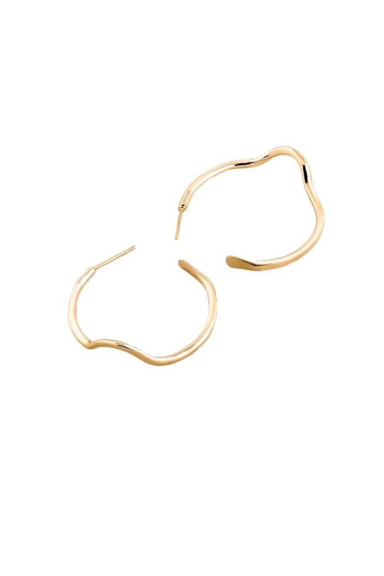 Noele wave hoops earrings large, Main, color, GOLD PLATE
