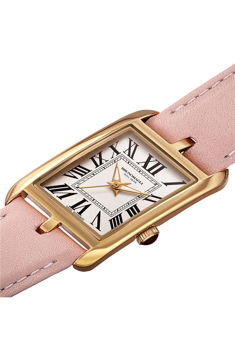 Bruno Magli Women's Sofia 1421 Asymmetrical Case Leather Strap Watch, 24mm, Alternate, color, 