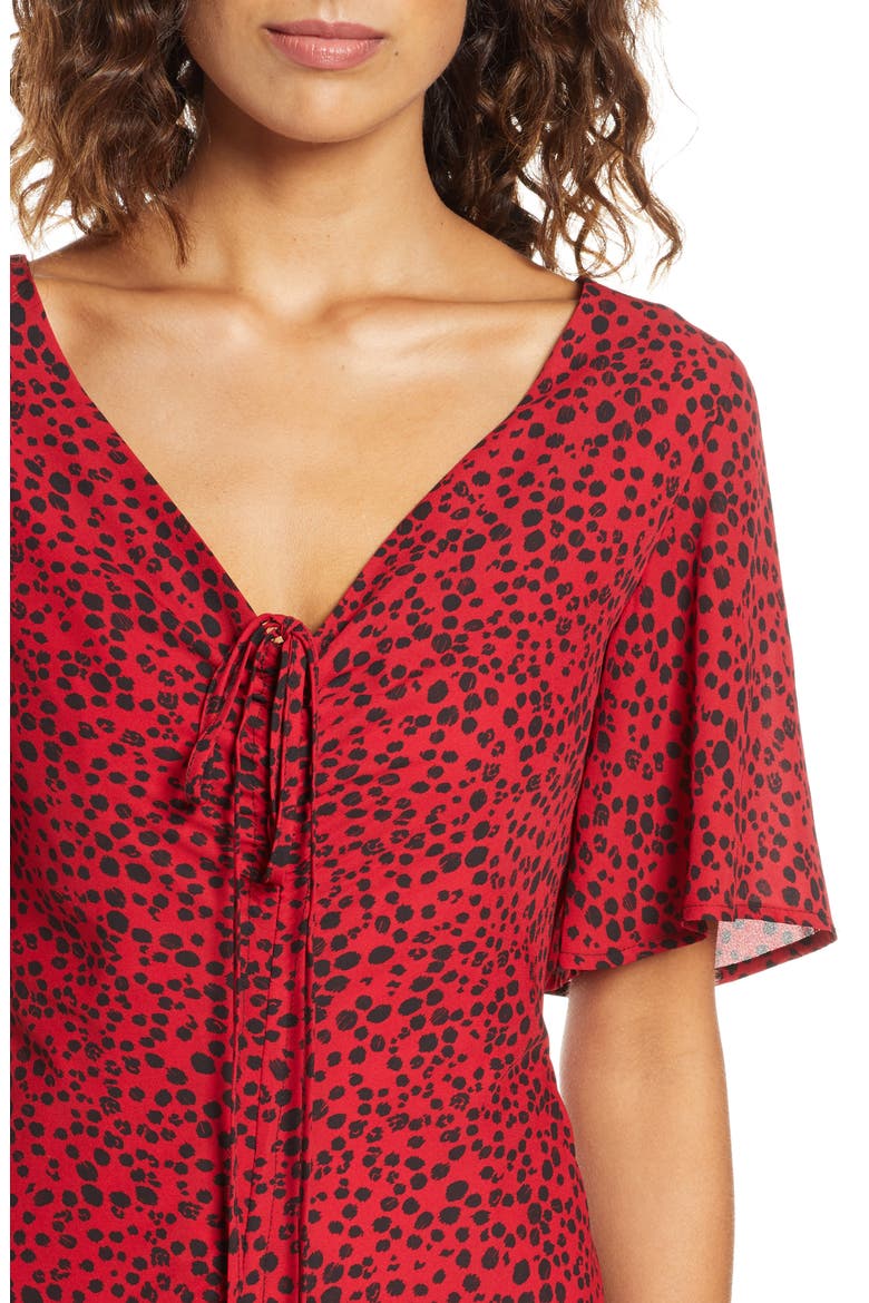 BB Dakota Wildcat Print Flutter Sleeve Minidress, Alternate, color, SCOOTER RED