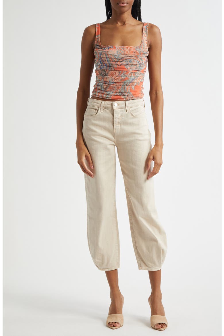 Rasha Paisley Ruched Mesh Tank, Alternate, color, ORANGE/ LIGHT BLUE PAISLEY