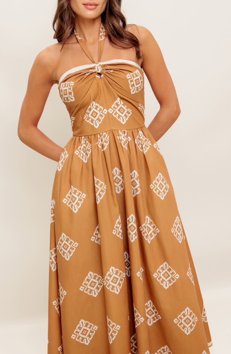 FLYING TOMATO Halter Neck Midi Dress, Alternate, color, Rust