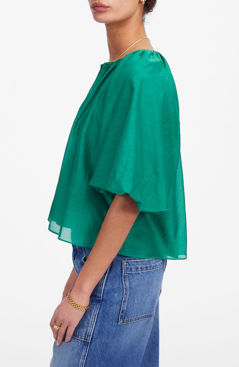Madewell Bubble Sleeve Top, Alternate, color, Verdant Green