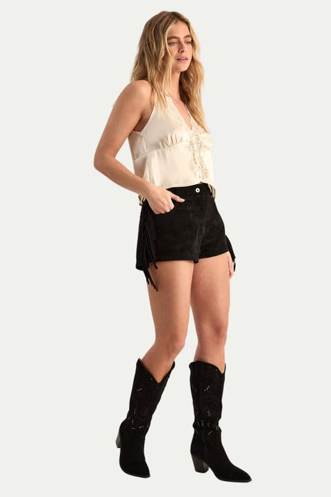Real Suede Fringe Shorts