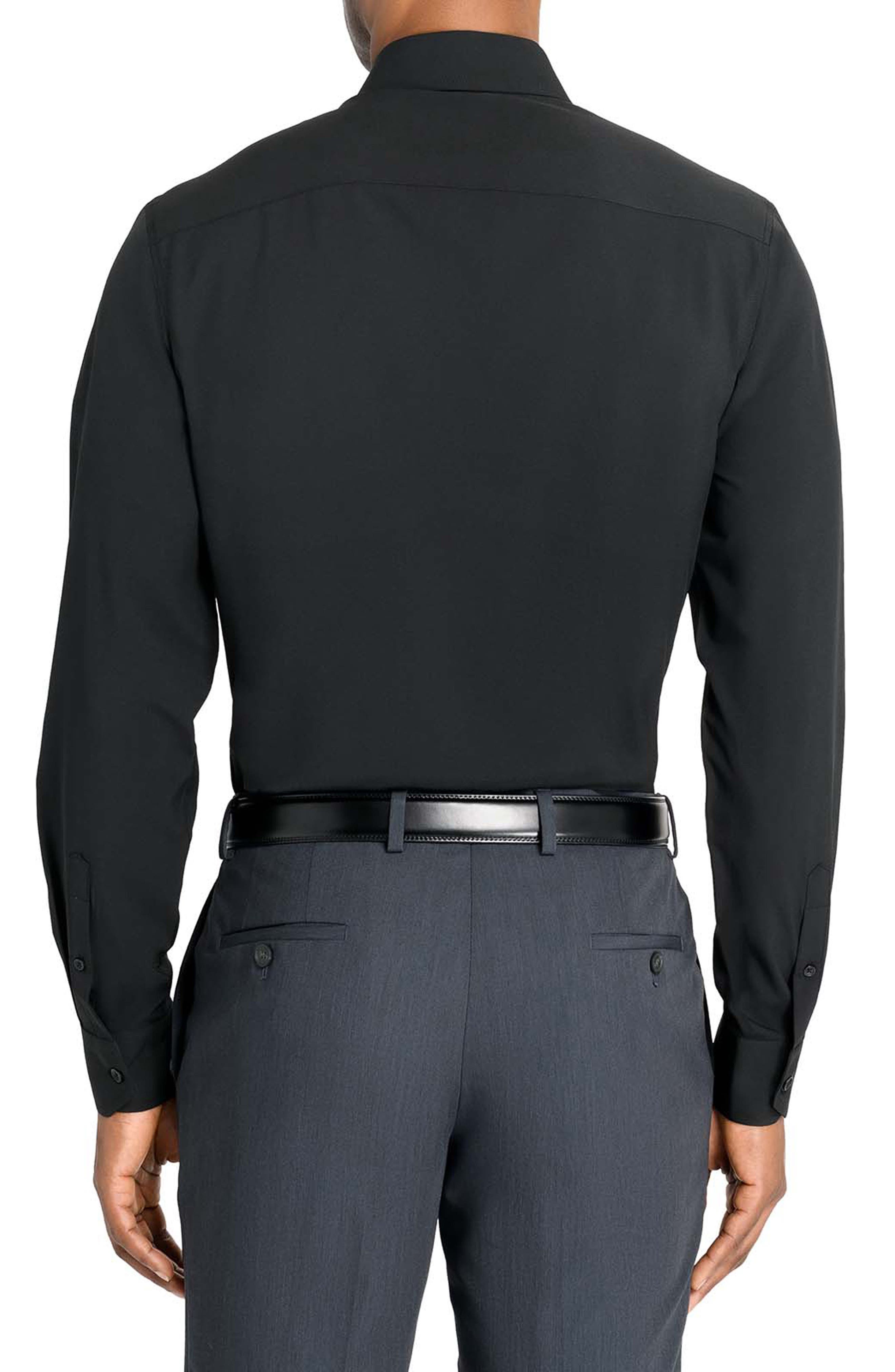 Slim Fit Solid Black Performance Dress Shirt - image 2