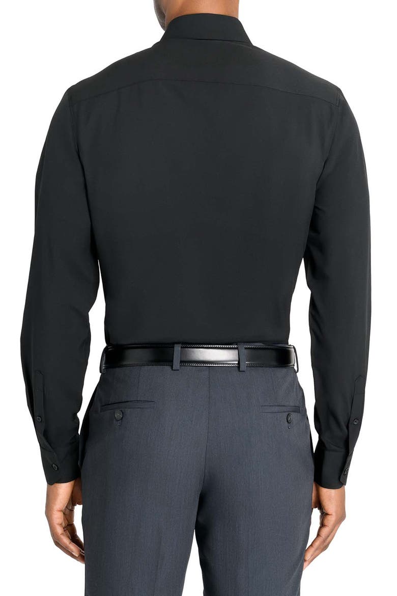 Slim Fit Solid Black Performance Dress Shirt, Alternate, color, BLACK