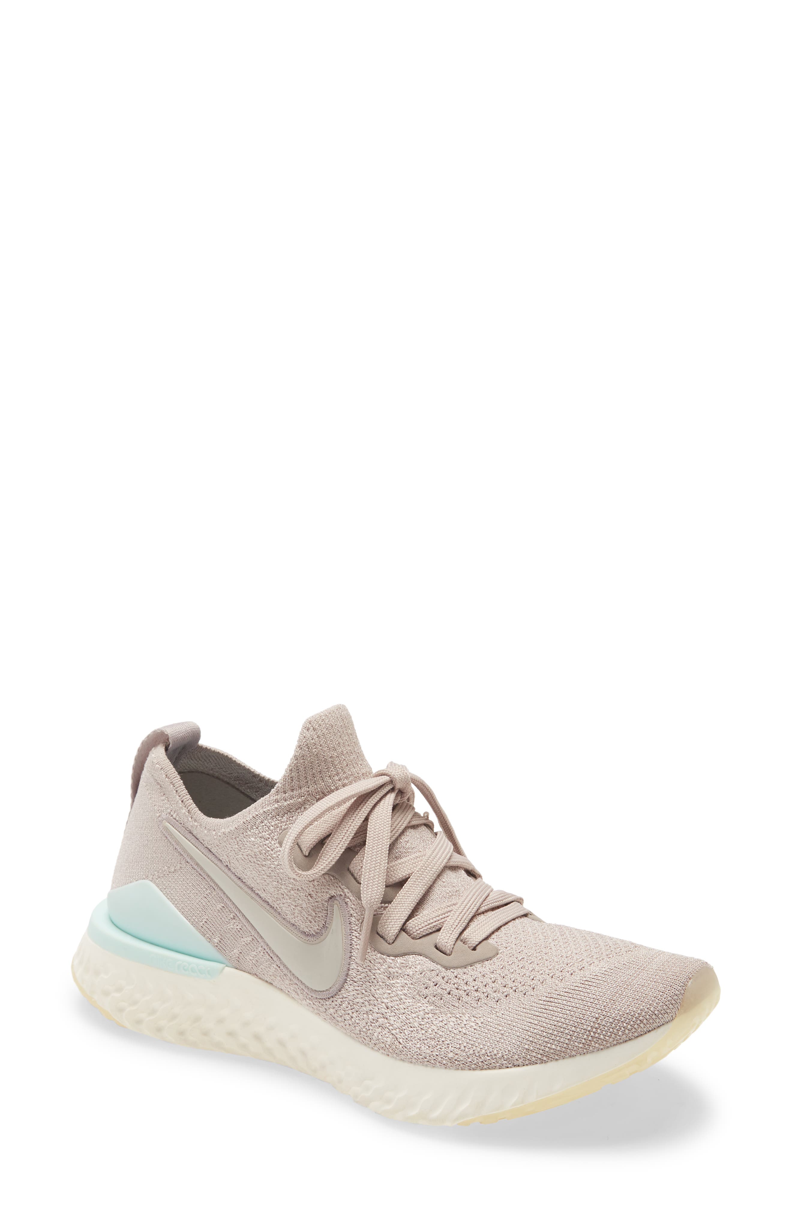 Epic React Flyknit 2 Running Shoe, Main, color, MOON PARTICLE/ TEAL TINT