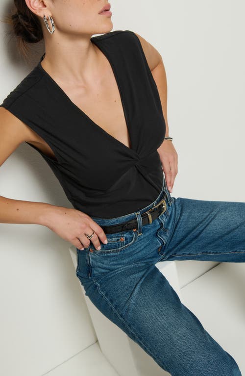 Nation Ltd Shelly Twist Front Sleeveless Top In Jet Black