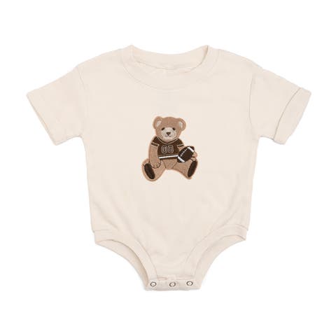 Teddy Bear Patch Short Sleeve Romper
