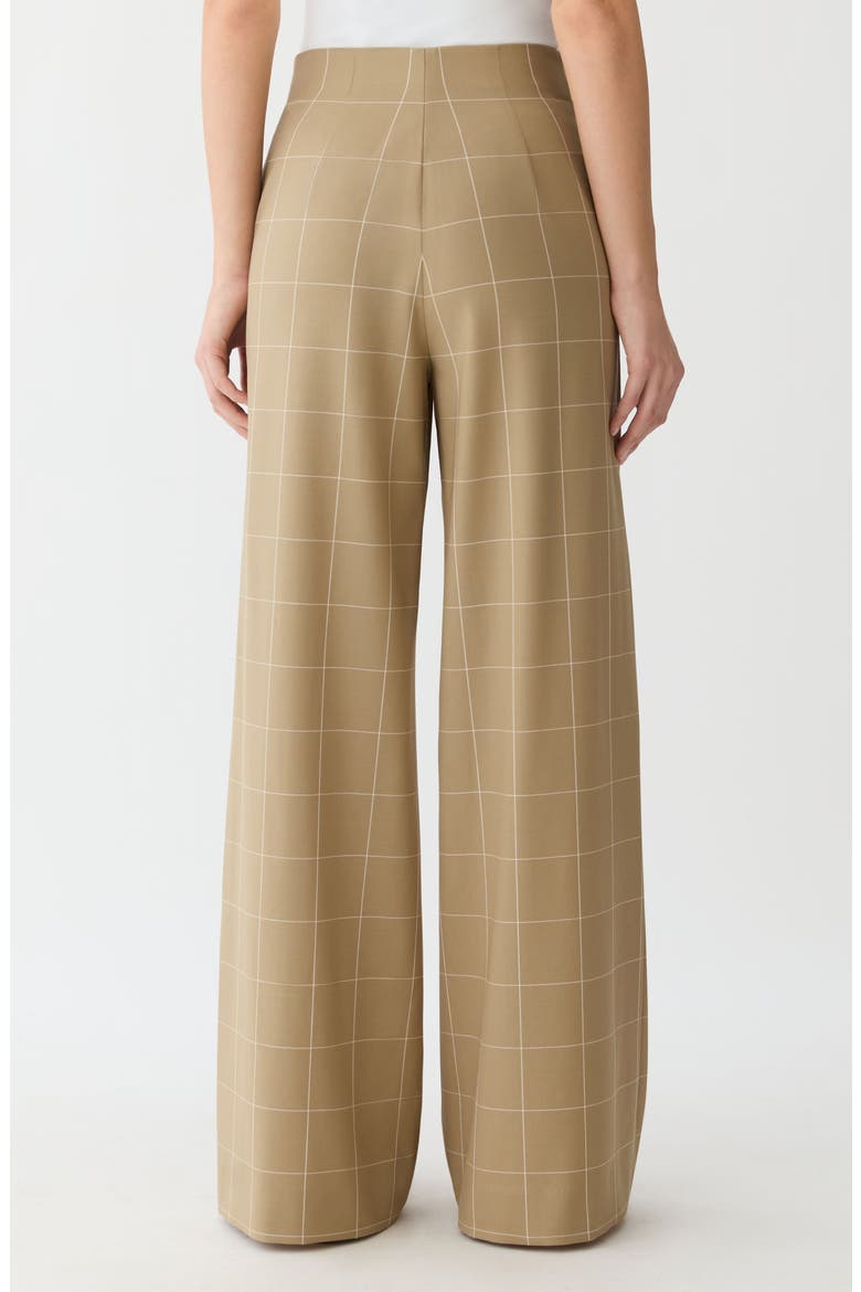 Thames Windowpane Plaid Tropical Wool Blend Wide Leg Pants, Alternate, color, CADET KHAKI MULTI