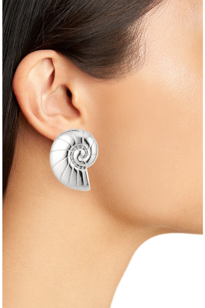 Set of 2 Shell Stud Earrings, Alternate, color, SILVER