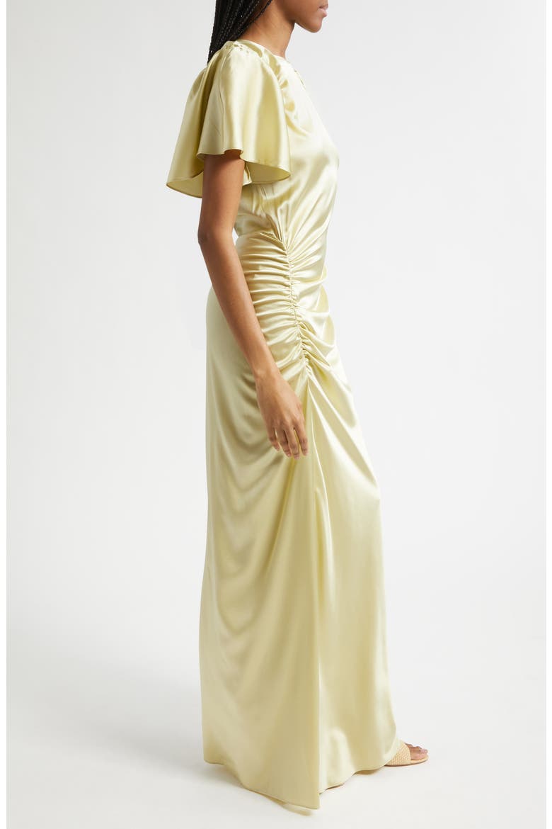 Huntleigh Side Ruched Silk Blend Gown, Alternate, color, PISTACHIO