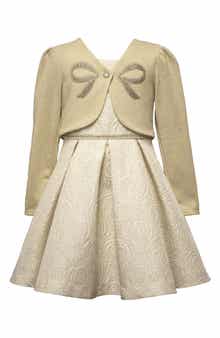 Iris & Ivy Kids' Rose Jacquard Dress & Cardigan Set