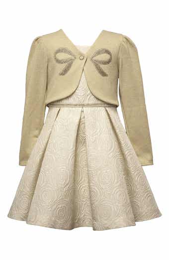 Iris & Ivy Kids' Rose Jacquard Dress & Cardigan Set
