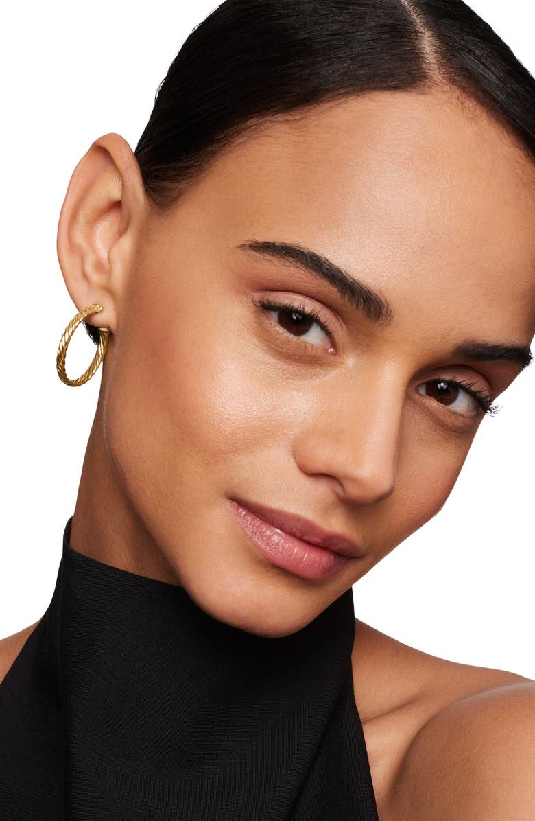 David Yurman Cable Loop Hoop Earrings, Alternate, color, Gold