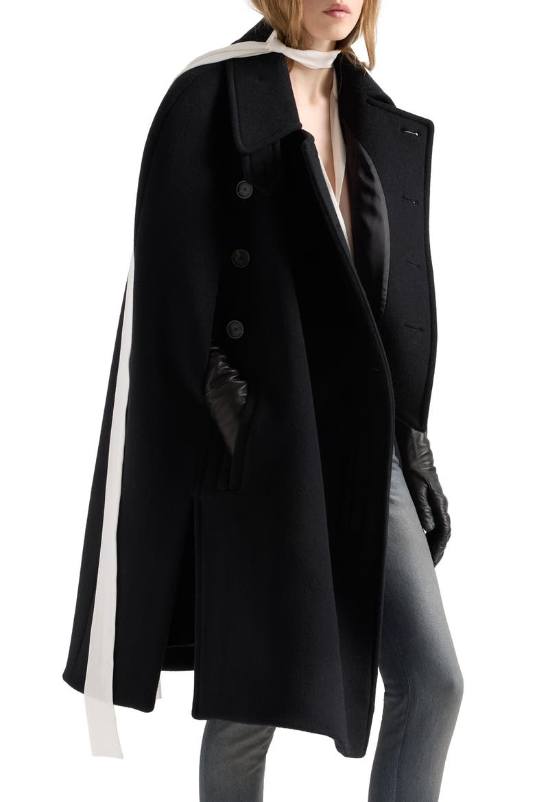 Double Breasted Wool Blend Cape, Alternate, color, WOOL BLEND SABL