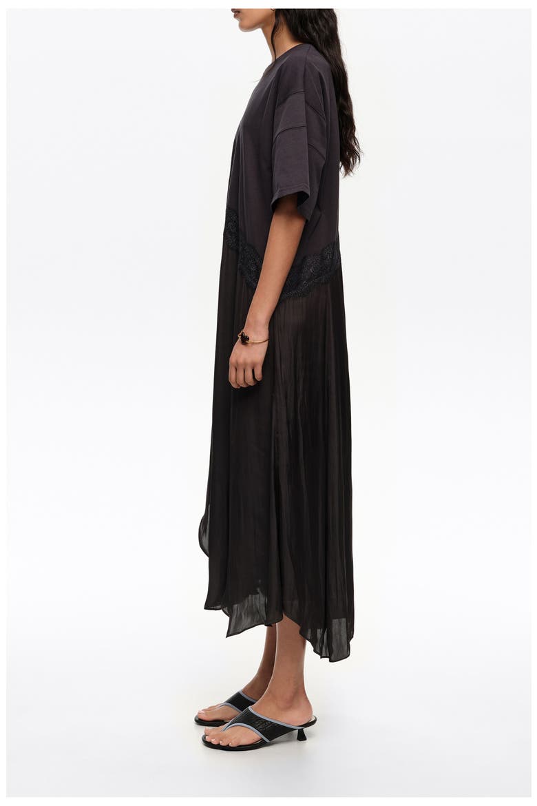 Two-Material Asymmetric Dress, Alternate, color, BLACK