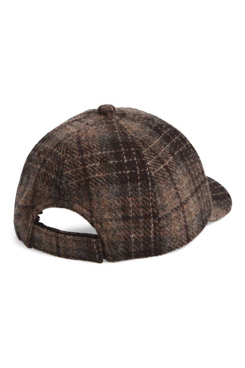 Hand Embroidered Check Wool Adjustable Baseball Cap, Alternate, color, BROWN