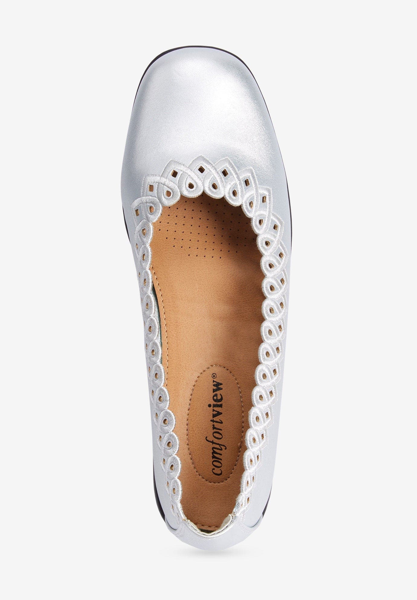 Comfortview The Vivi Slip On Flat, Alternate, color, Silver