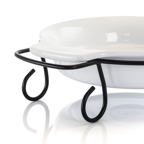 Gibson Elite Gracious Dining 2 Piece Stoneware Bakeware With Metal Rack In White