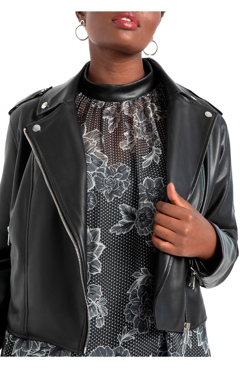 ELOQUII Faux Leather Moto Jacket, Main, color, 