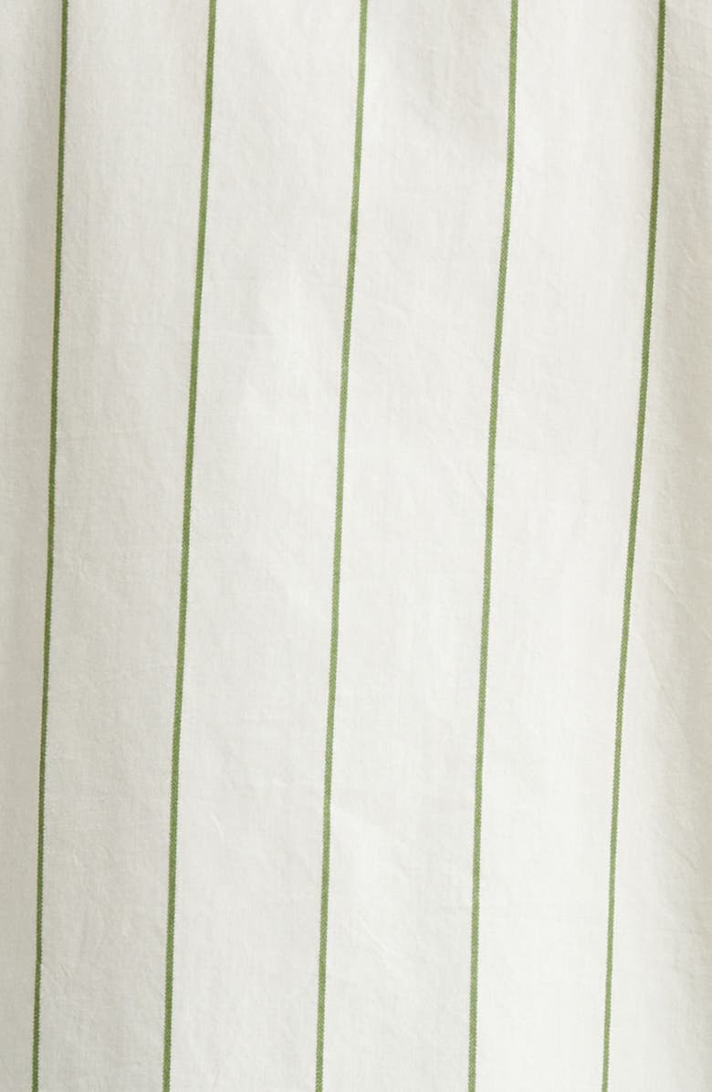 Bode Celery Stripe Short Sleeve Cotton Button-Up Shirt, Alternate, color, Green Cream