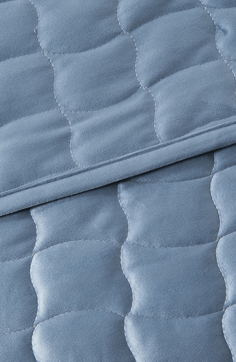 Woven & Weft Velvet Box Stitch Quilt Set, Alternate, color, Steel Blue