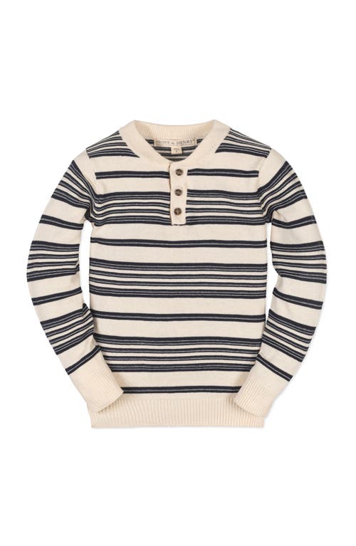 Hope & Henry Kids' Organic Long Sleeve Henley Pullover Sweater With Elbow Patches In Neutral