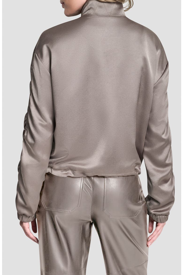 Ruched Sleeve Bomber Jacket, Alternate, color, TAN
