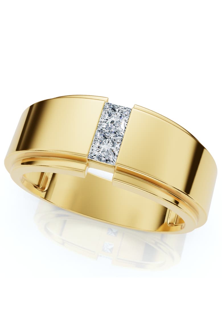 1Ct Men's Princess Cut Diamond Tension Set Wedding Ring 14k Gold Lab Grown, Main, color, 14k Yellow Gold