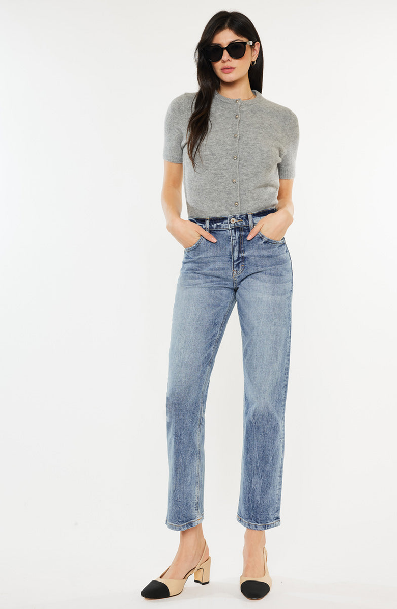 KanCan Tilda High Rise Slim Straight Leg Jeans, Alternate, color, Medium Wash