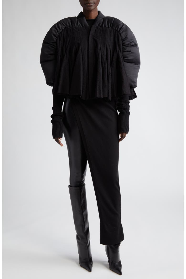 Duvetessa Mixed Media Crop Jacket, Alternate, color, BLACK