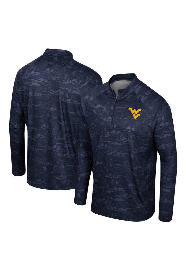 Men's Colosseum Navy West Virginia Mountaineers Carson Raglan Quarter-Zip Jacket, Alternate, color, Navy