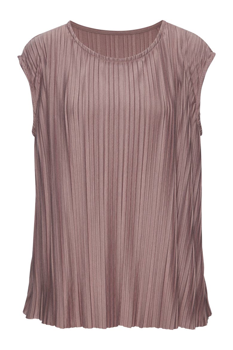 Pleated Cap Sleeve Top, Alternate, color, Taupe