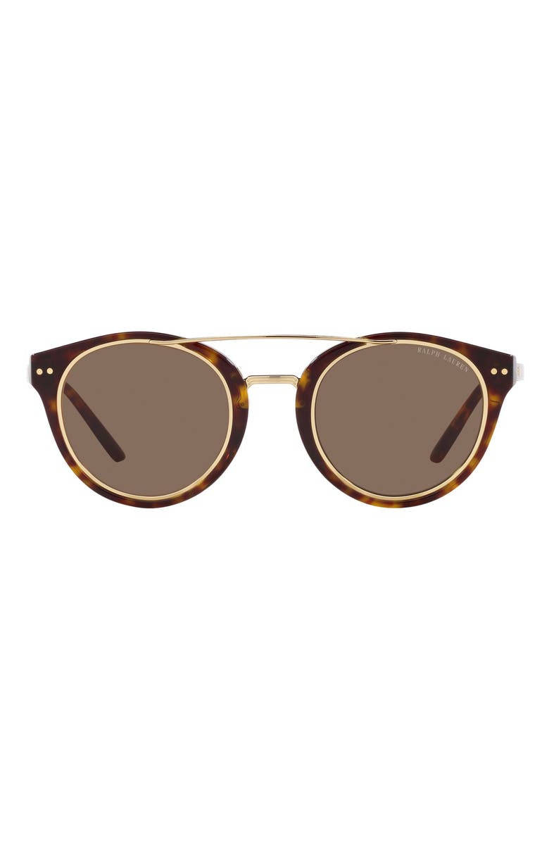 Ralph Lauren 49mm Round Sunglasses, Main, color, Dark Havana/ Brown