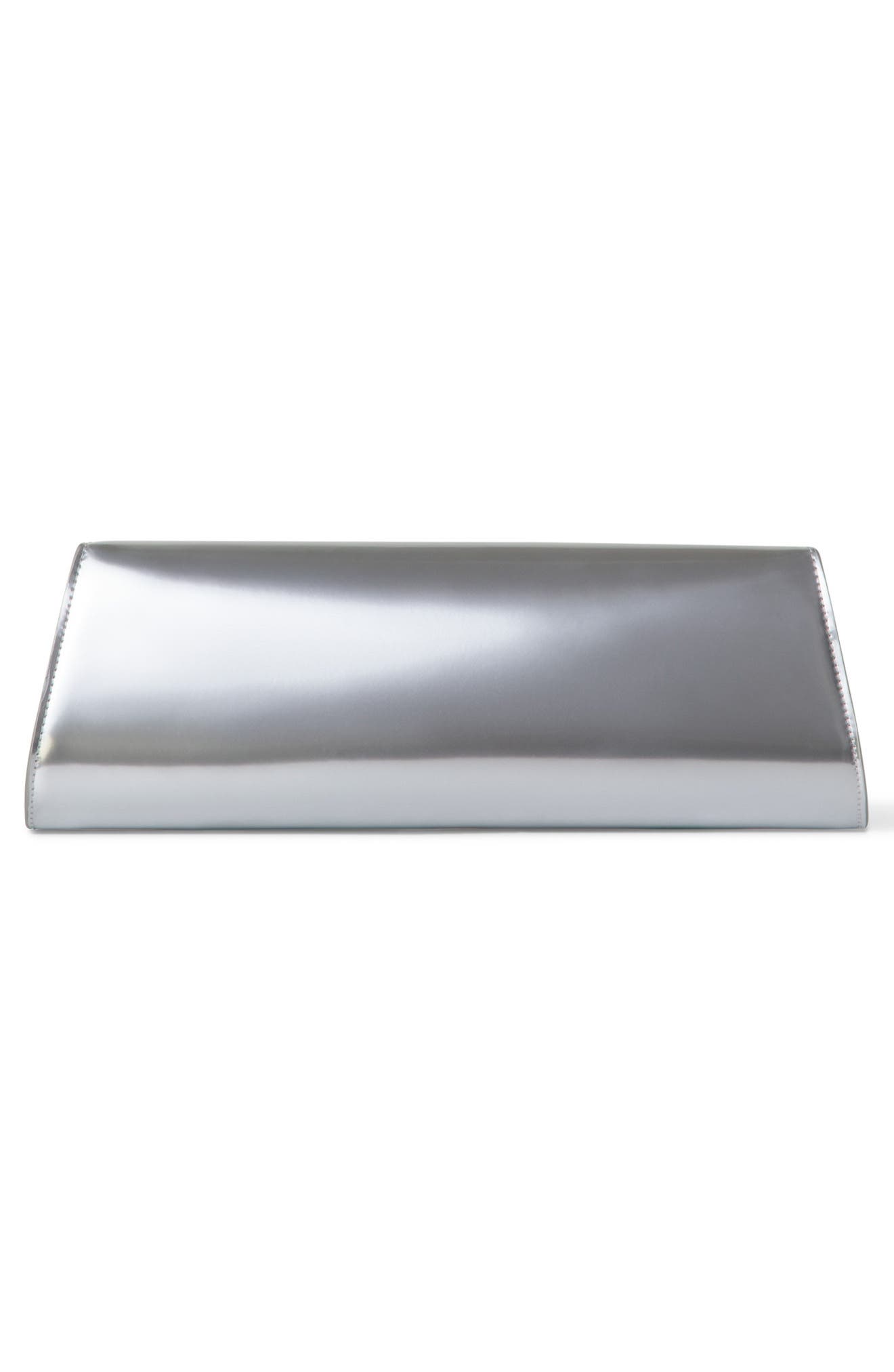 Akris Anouk Metallic Leather East/West Clutch, Alternate, color, Silver Metallic