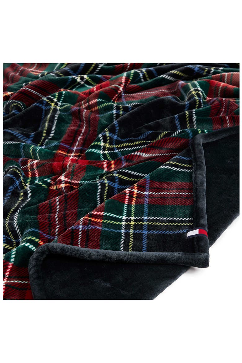 Devon Tartan Reversible Throw, Alternate, color, NAVY BLUE