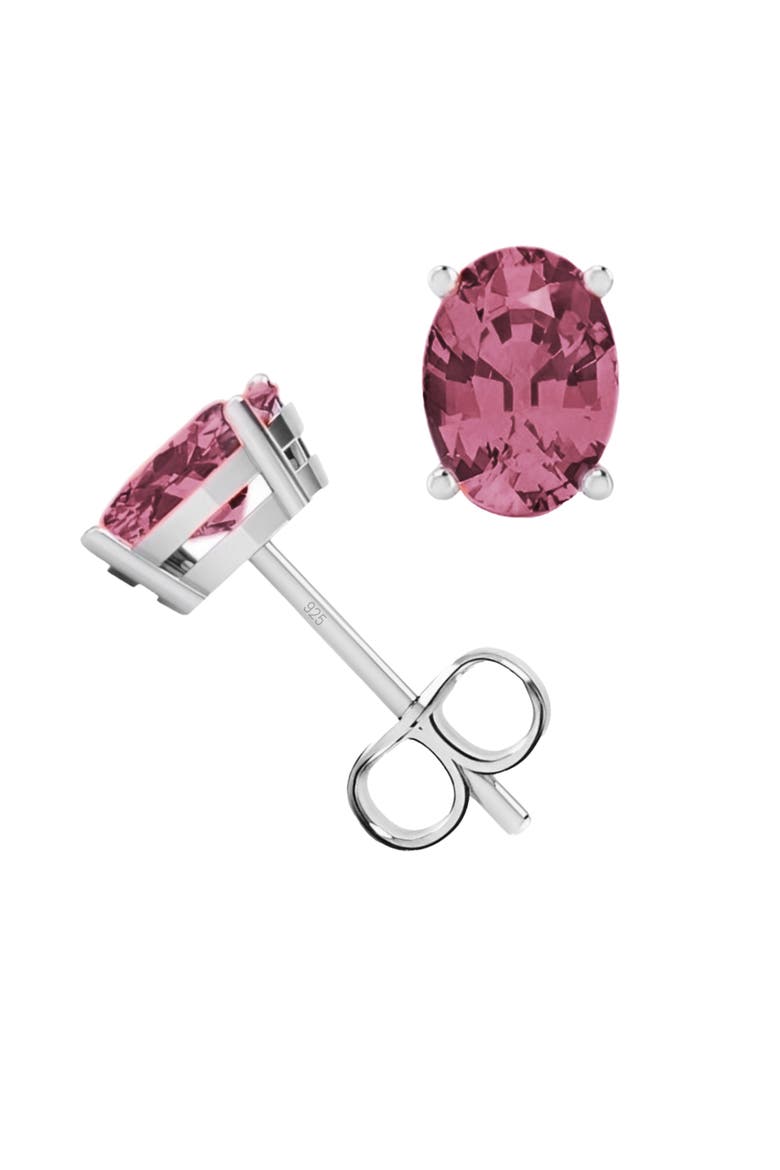 Sterling Silver Oval Studs, Alternate, color, Morganite