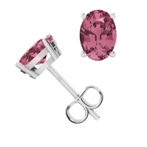 Donatello Gian Sterling Silver Oval Studs In Pink