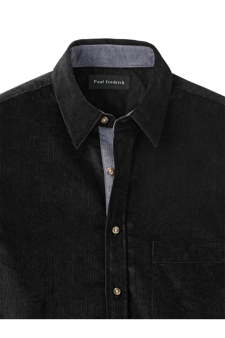 Slim Fit Cotton Corduroy Casual Shirt, Alternate, color, Black