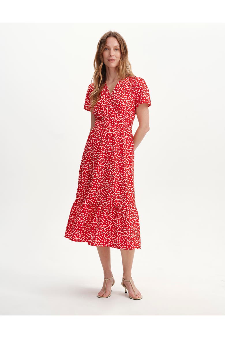 Deena Wrap Fit Midi Dress, Alternate, color, Red Cherry Spot