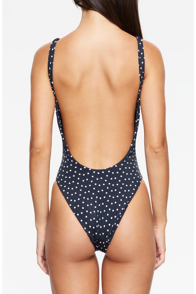 Kenny Polka Dot Low Back One Piece Swimsuit, Alternate, color, NOIR POLKA